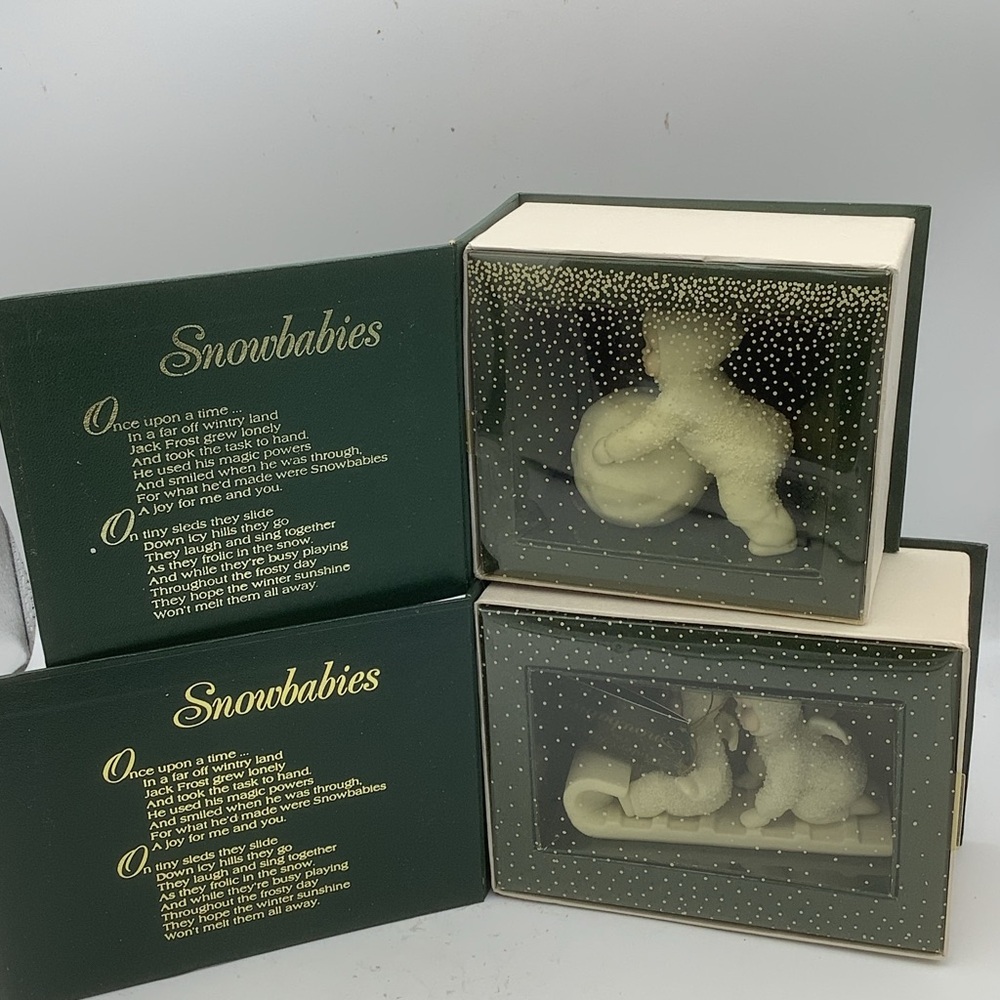 Two Vintage Department 56 Snowbabies Figurines- Snowball and Sledding